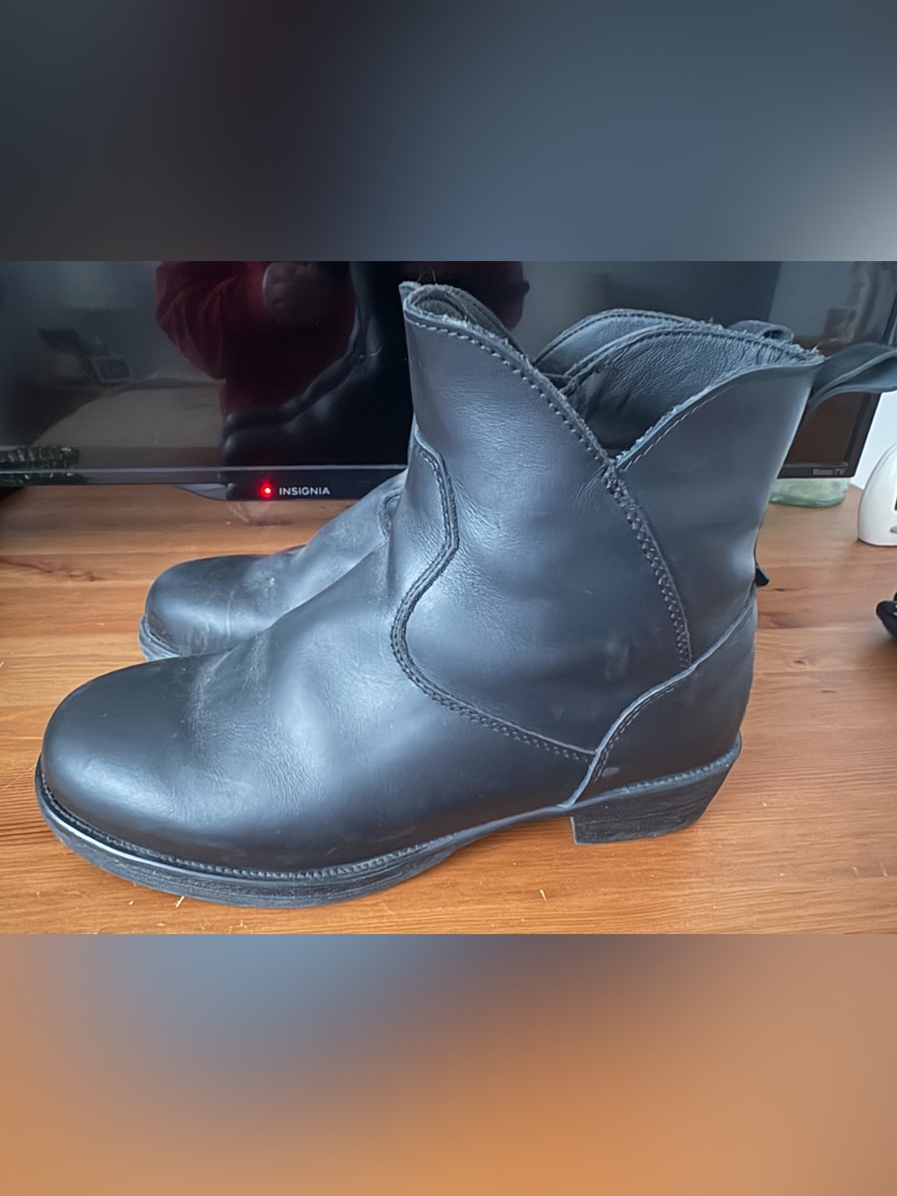 Women's Black Leather Motorcycle Boots